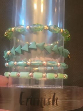 Erimish Green Beaded Stackable Bracelet Set